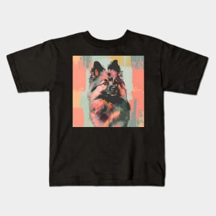 Retro Keeshond: Pastel Pup Revival Kids T-Shirt